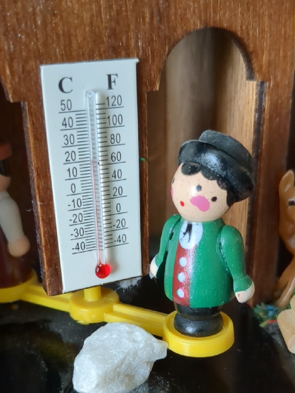 Vintage German Wood Chalet Barometer Thermometer Made In Germany - Picture 9 of 11